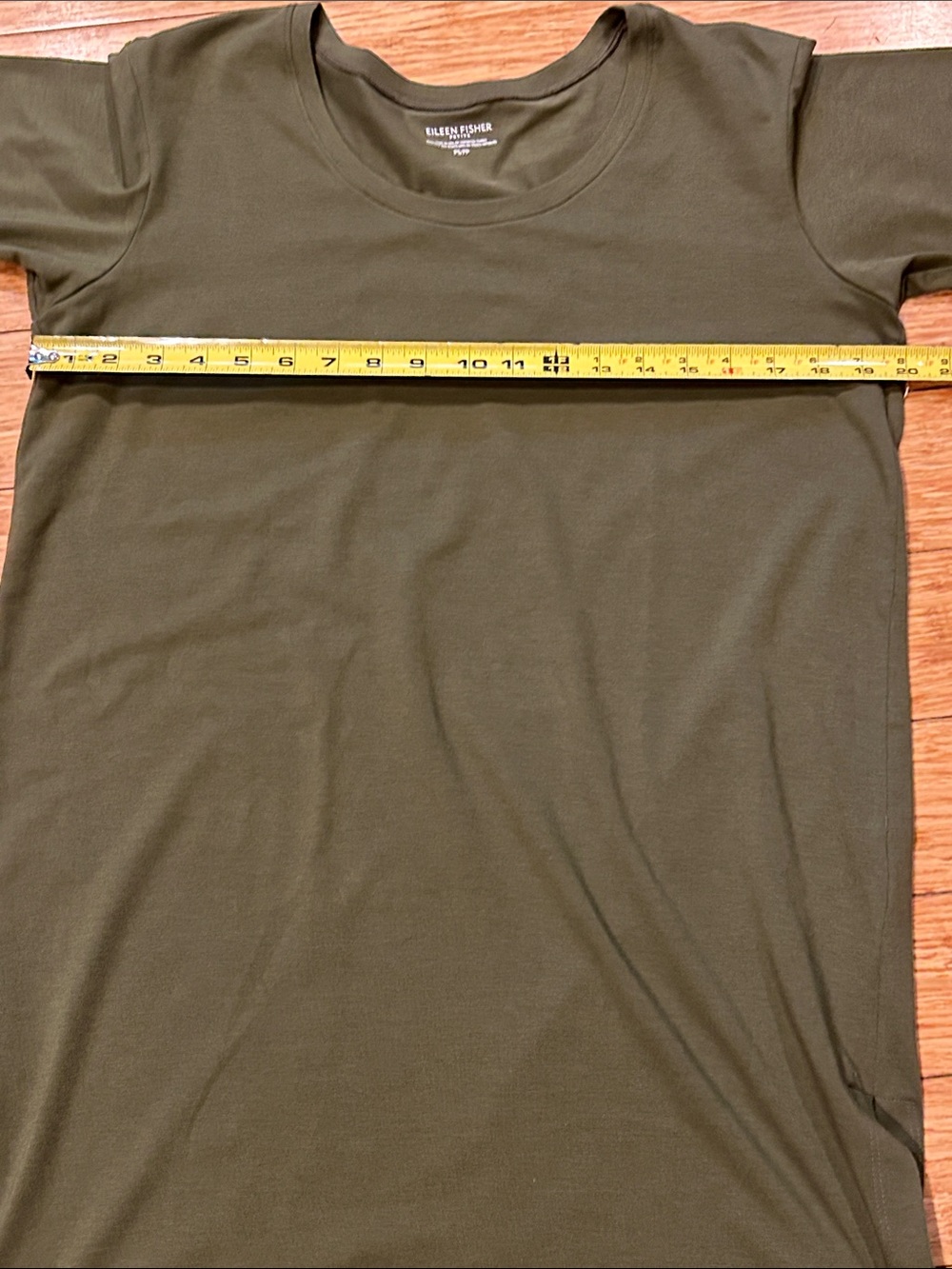 Eileen Fisher Coastal Grandma Short-Sleeve T-Shirt High Low Dress Olive Green SP - Picture 5 of 6